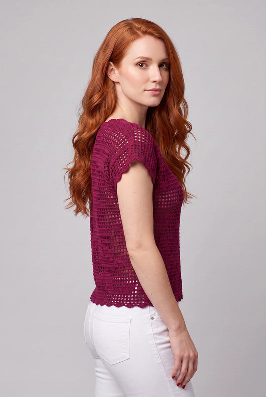 Pull cMerlo rochet prune — vue de profil — Création Cachalabibi