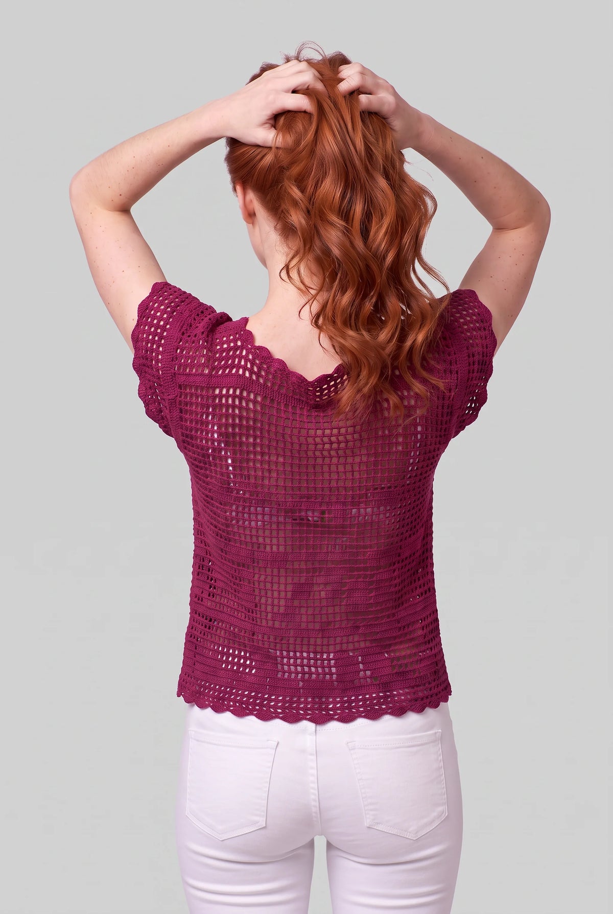 Pull Merlo crochet fait main — vue dos — Pièce unique Cachalabibi