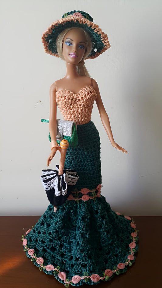 Ensemble Barbie Crochet 'Je me balade' Pièce Unique - Cachalabibi