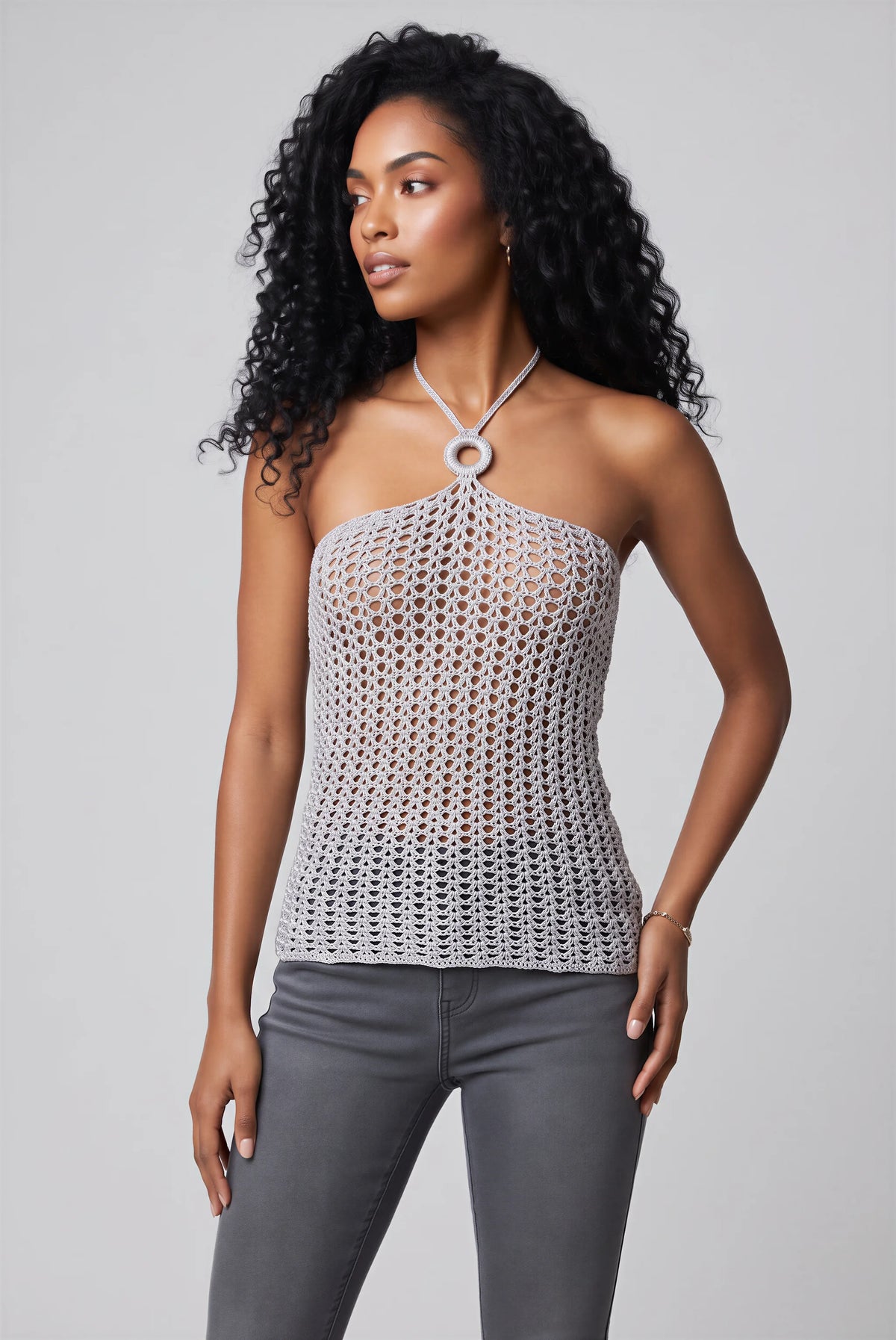 Haut Ancla crochet fait main — vue 3/4 — Création exclusive Cachalabibi