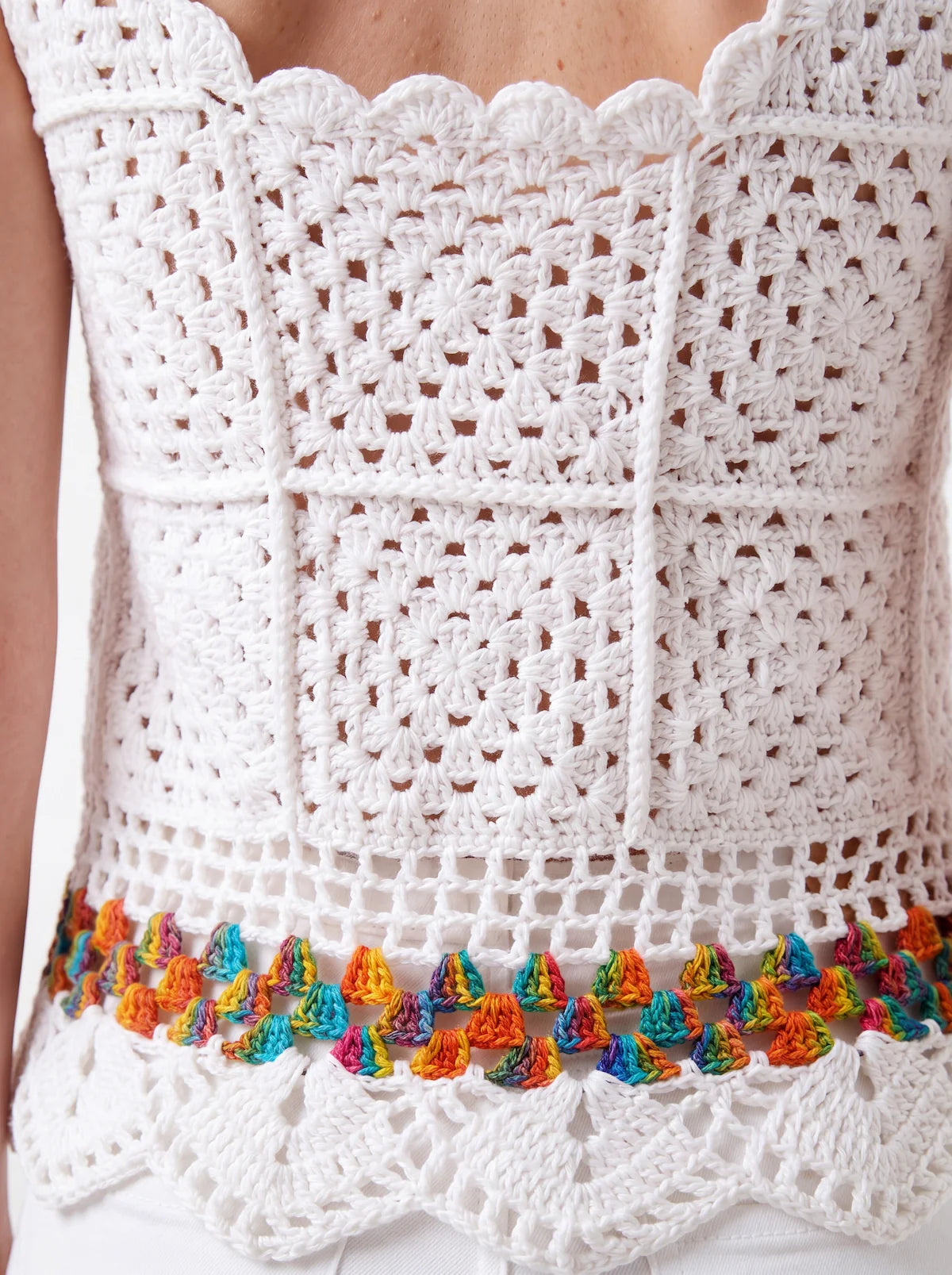 Haut femme Graniola - Blanc - Crochet fait main - Taille 40
