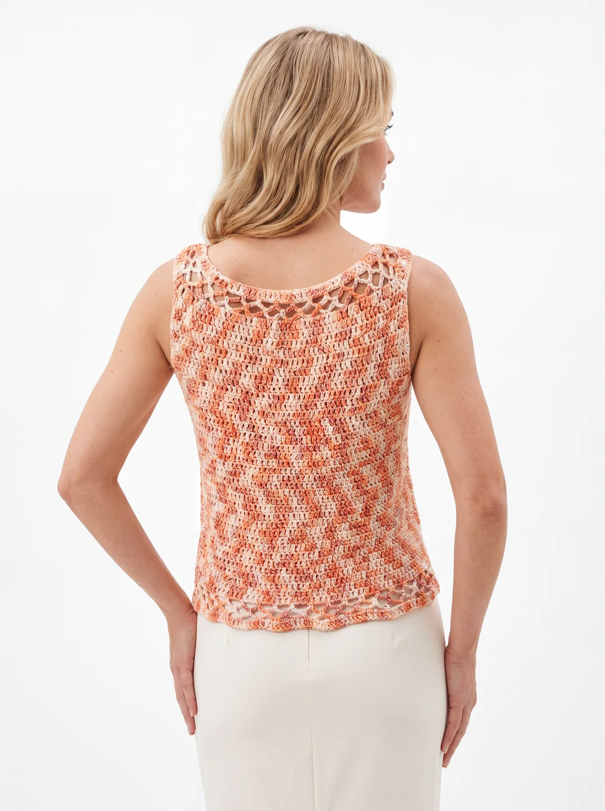Haut femme Toccata - Chiné rose - Crochet fait main - Taille 38