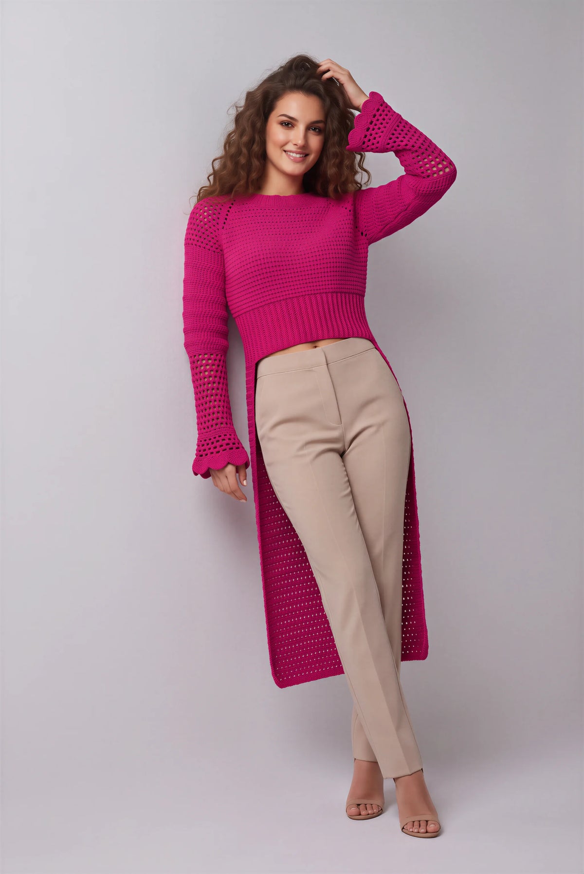 Pull redingote femme Cappotto — vue adossée à un mur — Cachalabibi