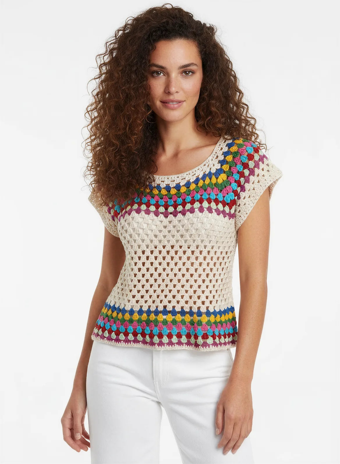 Pull manches courtes Bel Été - crochet fait main - Taille 38/40