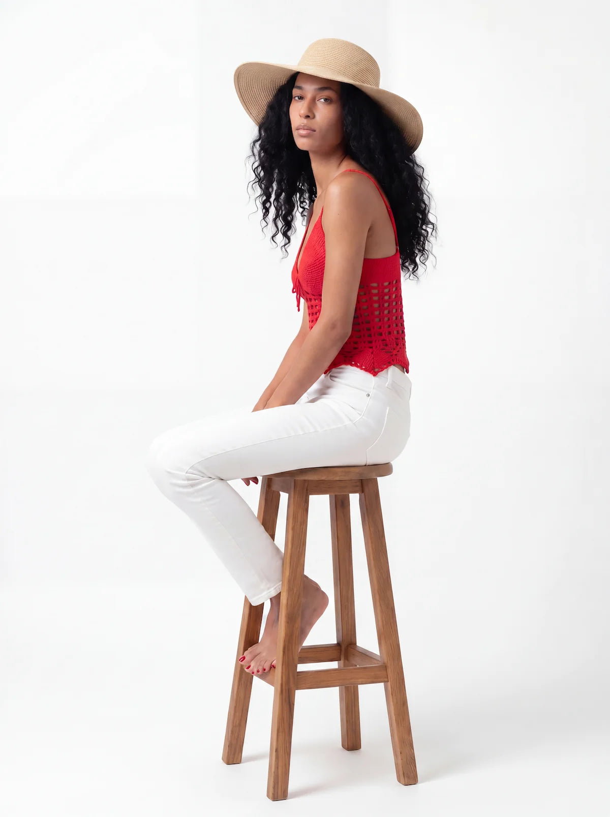 Top dos nu femme Rossomar - rouge - Crochet fait main - Taille 36