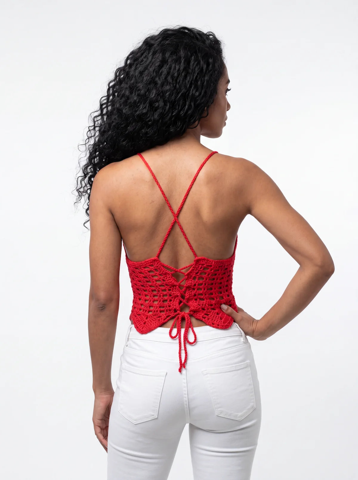 Top dos nu femme Rossomar - rouge - Crochet fait main - Taille 36