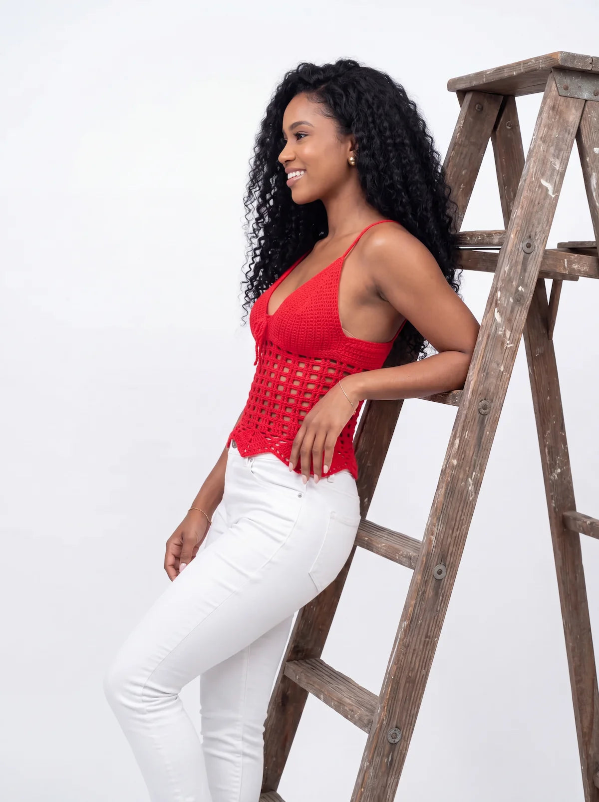 Top dos nu femme Rossomar - rouge - Crochet fait main - Taille 36