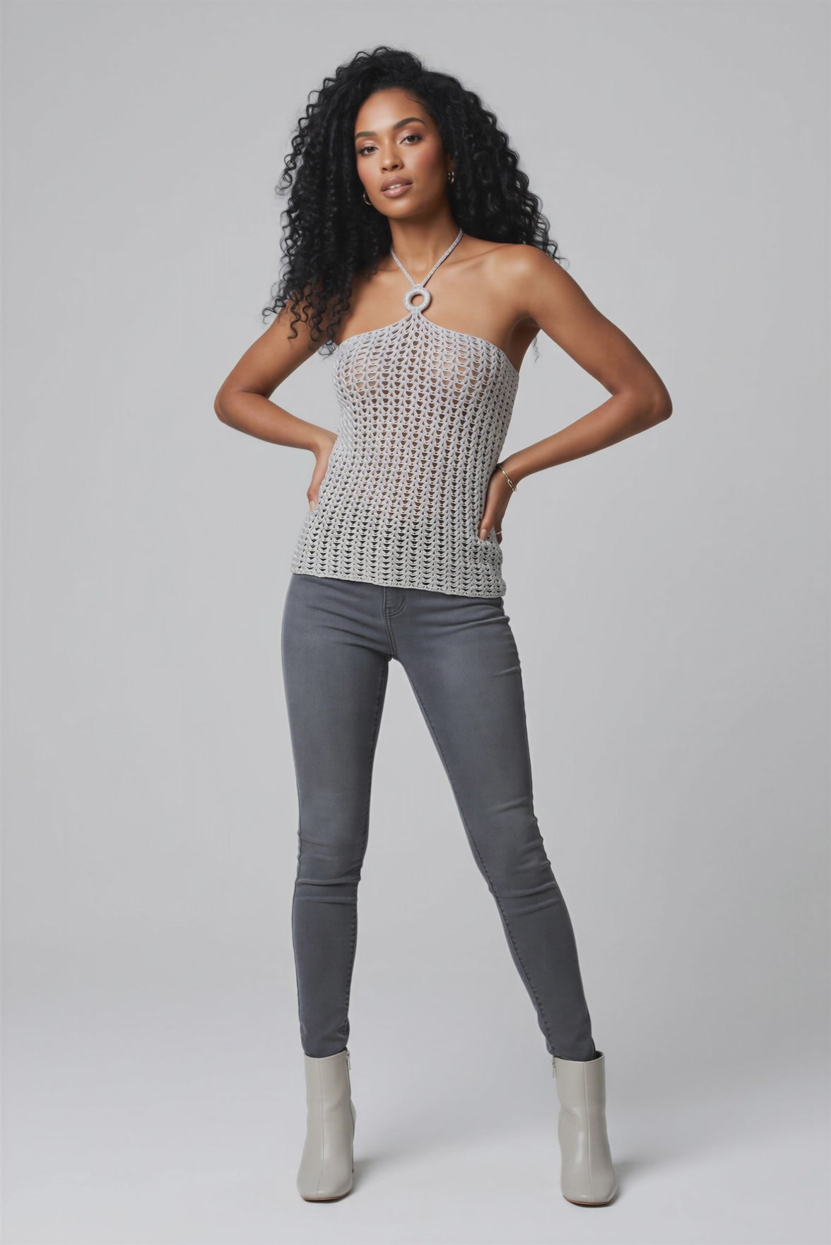 Haut bustier crochet argent — silhouette complète en vidéo — Cachalabibi