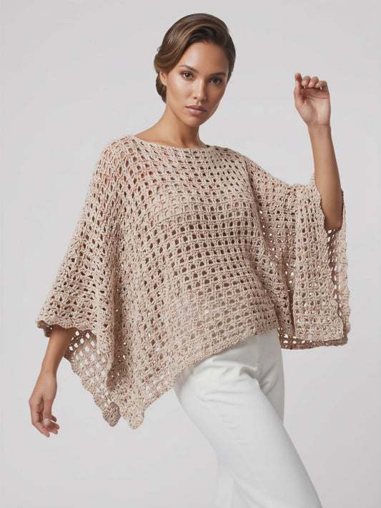 Poncho femme Galão - Beige rosé - Taille unique